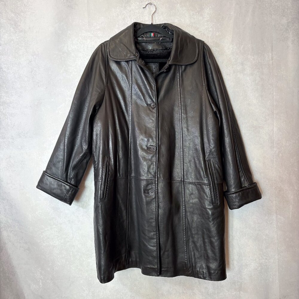 Knoles & Carter Womens Leather Coat Lambskin Italian Luxe Black Size M